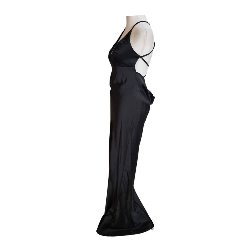 Satin Fun Night Out Maxi Dress Slip Gown Black Preppy Party Sassy 4 NWT SHEINBAE - Picture 7 of 9
